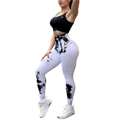 Leggings Deportivos Seamless de Compresión para Mujer Fitness: Glúteos Redondos, Vientre Plano y Cintura Definida | Push Up + Burbuja + Compresión Faja. Ultra Cómodos. Color blanco y negro | Adriana Olimpo