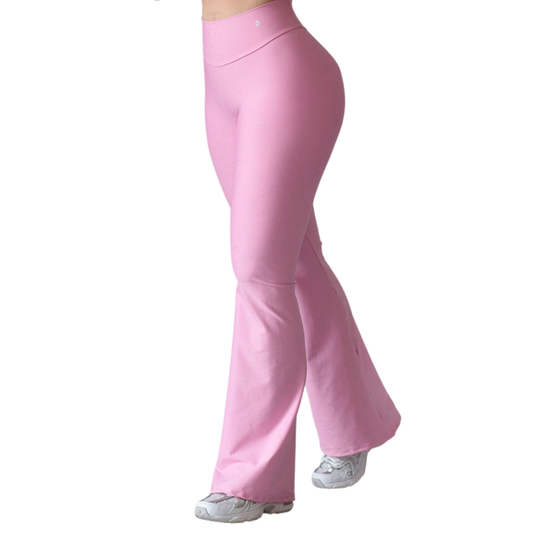 Leggings Deportivos para Mujer Fitness:  Efecto Push Up, Cintura Alta, Textil Lycra Transpirable con Relieves de Chispas, Color Rosa | Adriana Olimpo