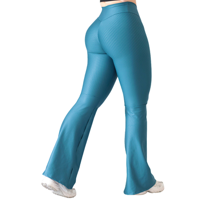 Leggings Deportivos para Mujer Fitness:  Efecto Push Up, Cintura Alta, Textil Lycra Transpirable con Relieves de Y, Color Azul Electrico | Adriana Olimpo