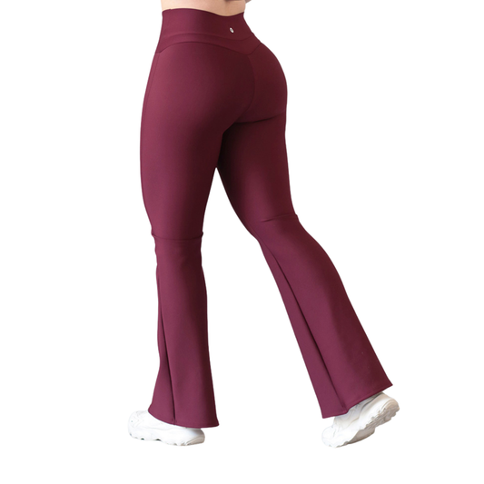 Leggings Campana Deportivos para Mujer Fitness: Efecto Básico, Cintura Alta, Textil Lycra Transpirable con Acabado Liso, Color Vino | Adriana Olimpo