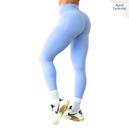 Pack de Leggings Deportivos para Mujer Fitness: Seamless Efecto Push Up y Burbuja, Cintura Alta, Textil con Compresión Tipo Faja, Liso Suave Transpirable, Varios Colores  | Adriana Olimpo