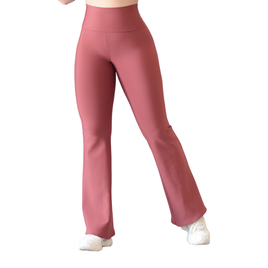 Leggings Campana Deportivos para Mujer Fitness: Efecto Básico, Cintura Alta, Textil Lycra Transpirable con Acabado Liso, Color Terracota | Adriana Olimpo