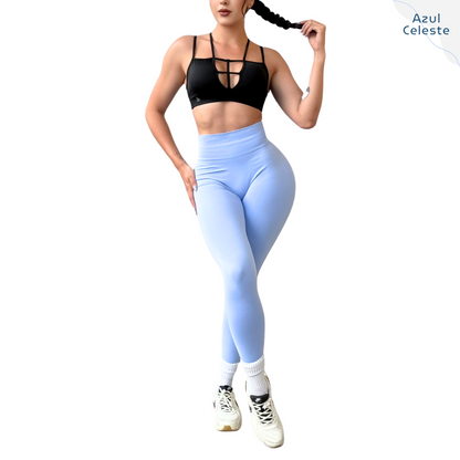 Pack de Leggings Deportivos para Mujer Fitness: Seamless Efecto Push Up y Burbuja, Cintura Alta, Textil con Compresión Tipo Faja, Liso Suave Transpirable, Varios Colores  | Adriana Olimpo