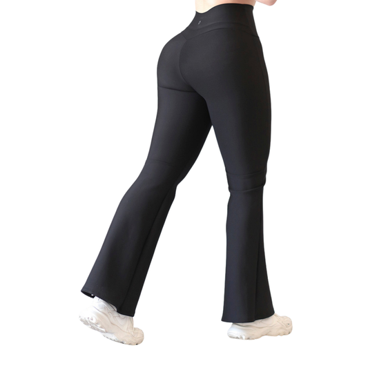 Leggings Campana Deportivos para Mujer Fitness: Efecto Básico, Cintura Alta, Textil Lycra Transpirable con Acabado Liso, Color Negro | Adriana Olimpo