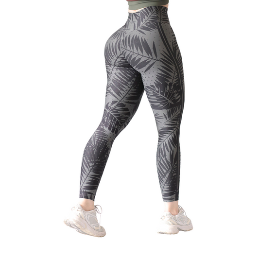 Leggings deportivos Suplex para mujer, efecto push up con cintura alta, textil lycra transpirable con acabado liso naturaleza. Color gris| Adriana Olimpo