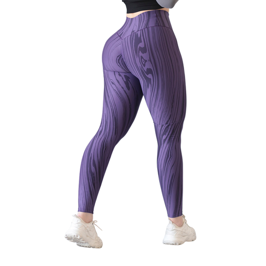 Leggings Deportivos para Mujer Fitness: Efecto Push Up, Cintura Alta, Textil Lycra Transpirable con Acabado Liso, Parota, Color Morado | Adriana Olimpo