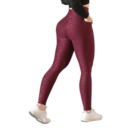 Leggings básico con bolsillos | Supplex Stretch, Relieves Leopardo - Tinta