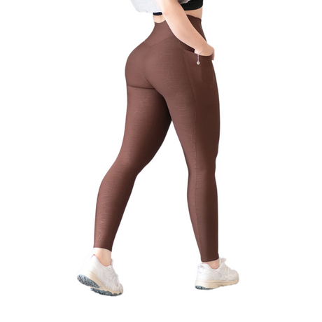 Leggings básico con bolsillos | Supplex Stretch, Relieves Elein - Café