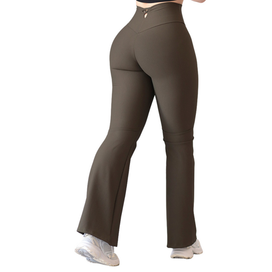 Leggings Deportivos para Mujer Fitness:  Efecto Push Up, Cintura Alta, Textil Lycra Transpirable con Relieves de Lineas, Color Verde | Adriana Olimpo