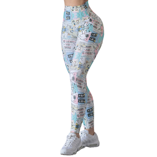 Leggings Deportivos para Mujer Fitness: Efecto Push Up, Cintura Alta, Con Bolsillos Laterales, Textil Lycra Transpirable con Acabado Liso Oro Snoopy, Colores | Adriana Olimpo