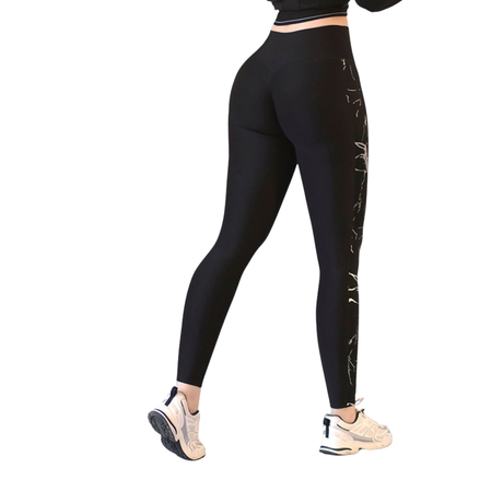 Leggings push up | Supplex Stretch, Liso –  Negro, Oro