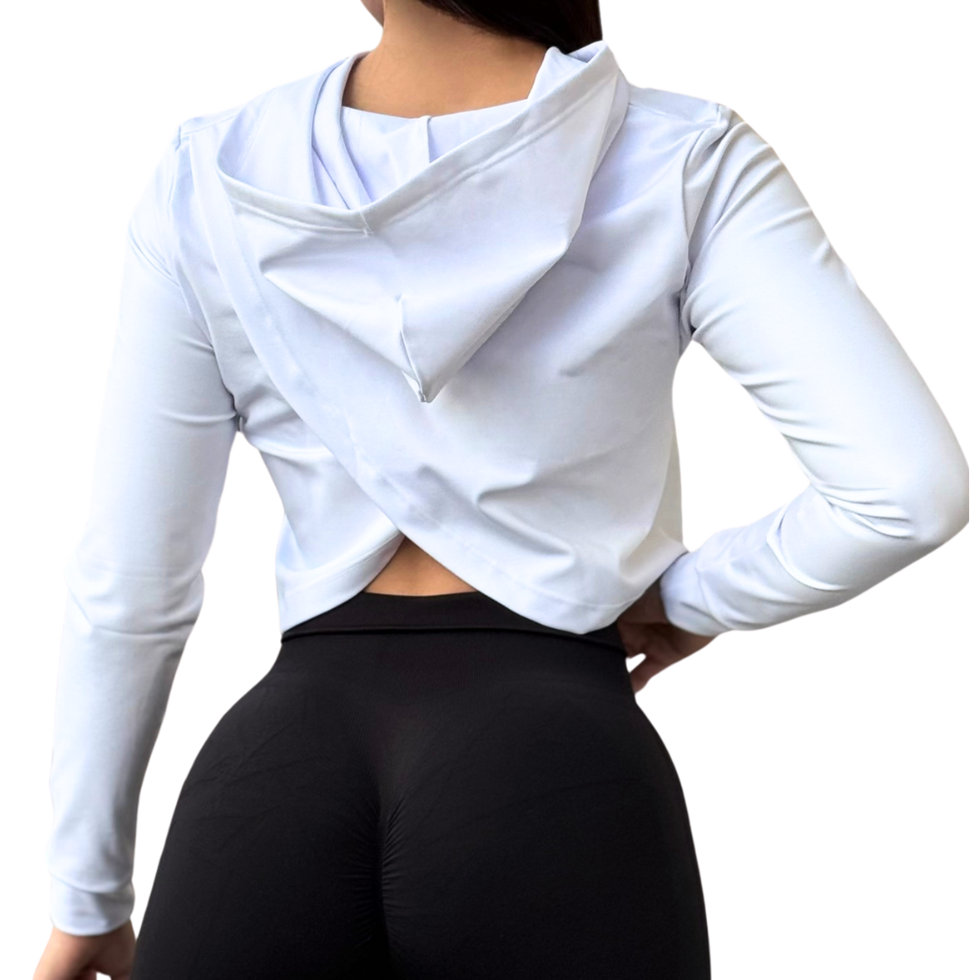 Sudadera deportiva manga larga | Transpirable, Liso – blanca