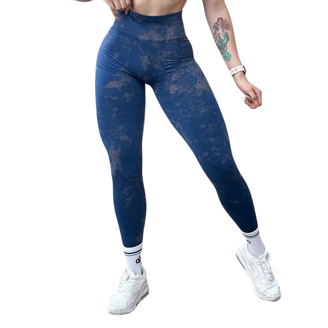Leggings Burbuja + Push Up | Seamless Compresión – Mezclilla Moteado