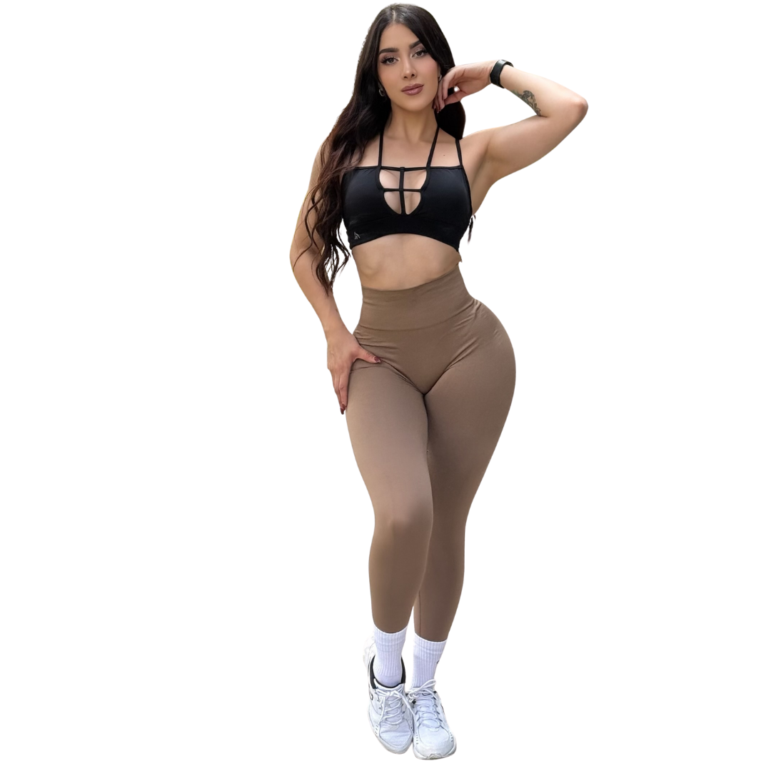 Leggings Burbuja + Push Up | Seamless Compresión - Moka Obscuro