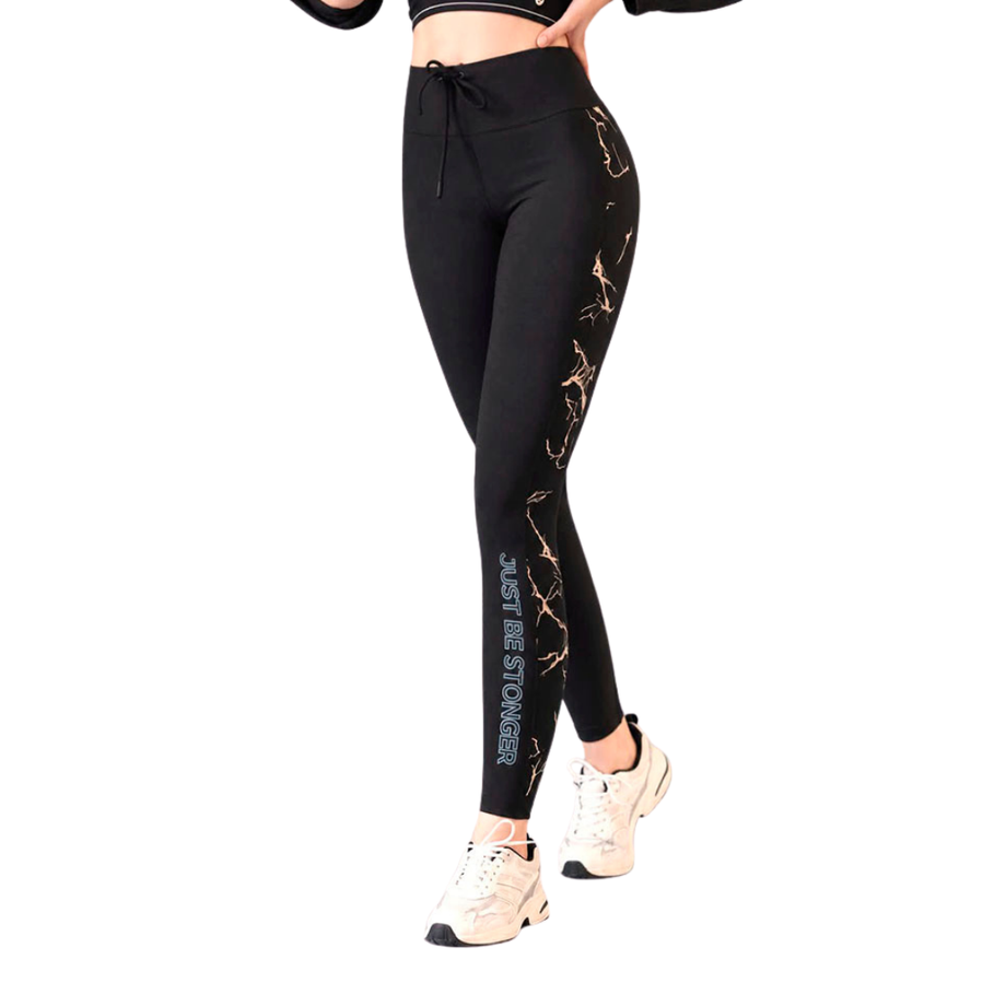 Leggings push up | Supplex Stretch, Liso –  Negro, Oro