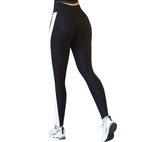 Leggings push up | Supplex Stretch, Liso – Negro, Blanco