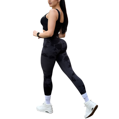 Leggings Deportivos Seamless de Compresión para Mujer Fitness: Glúteos Redondos, Vientre Plano y Cintura Definida | Push Up + Burbuja + Compresión Faja. Ultra Cómodos. Color oxford y negro | Adriana Olimpo