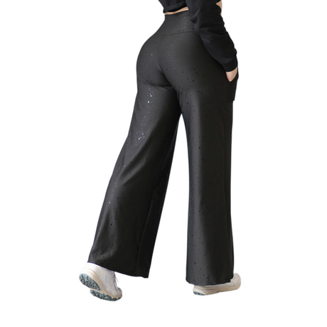 Pants básico con bolsillos | Supplex Stretch, Destellos Estrellas – Negro