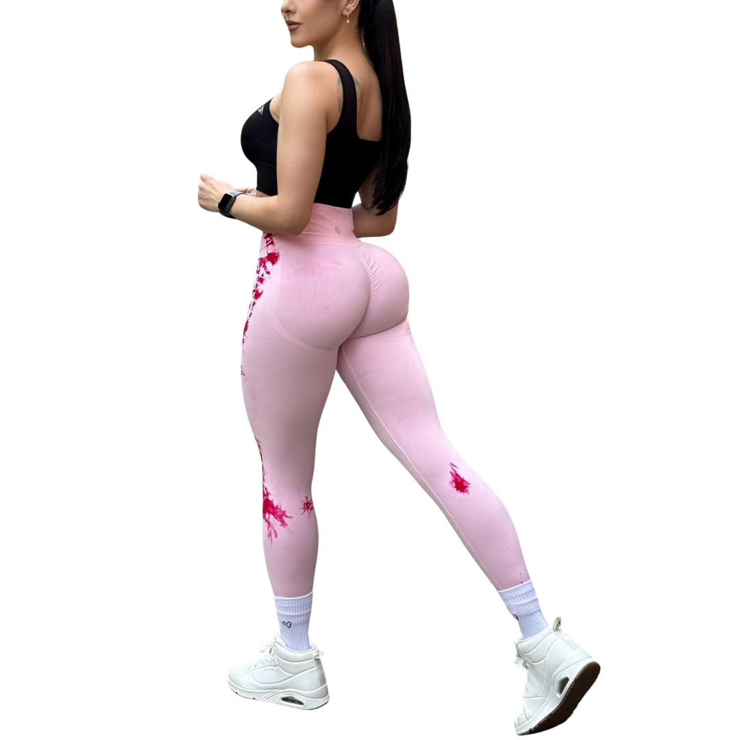 Leggings Deportivos Seamless de Compresión para Mujer Fitness: Glúteos Redondos, Vientre Plano y Cintura Definida | Push Up + Burbuja + Compresión Faja. Ultra Cómodos. Color rosa | Adriana Olimpo