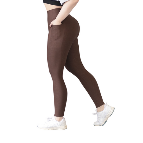 Leggings básico con bolsillos | Supplex Stretch, Relieves Elein - Café