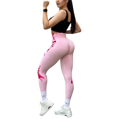 Leggings Deportivos Seamless de Compresión para Mujer Fitness: Glúteos Redondos, Vientre Plano y Cintura Definida | Push Up + Burbuja + Compresión Faja. Ultra Cómodos. Color rosa | Adriana Olimpo