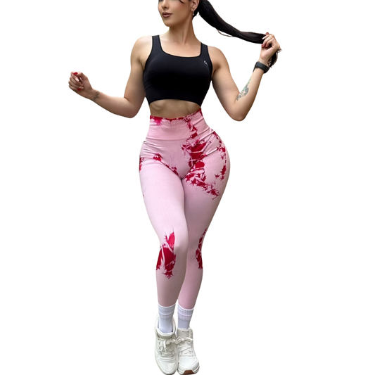 Leggings Deportivos Seamless de Compresión para Mujer Fitness: Glúteos Redondos, Vientre Plano y Cintura Definida | Push Up + Burbuja + Compresión Faja. Ultra Cómodos. Color rosa | Adriana Olimpo