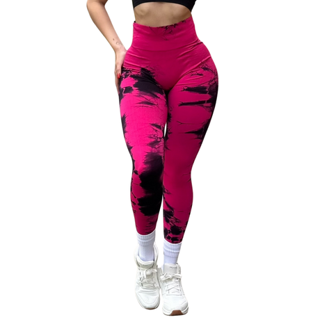 Leggings Burbuja + Push Up | Seamless Compresión – fucsia y negro