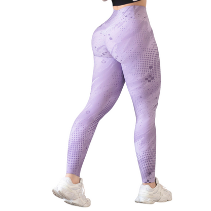 Leggings Deportivos para Mujer Fitness: Efecto Push Up, Cintura Alta, Textil Lycra Transpirable con Acabado Liso Piedra, Color Lila | Adriana Olimpo