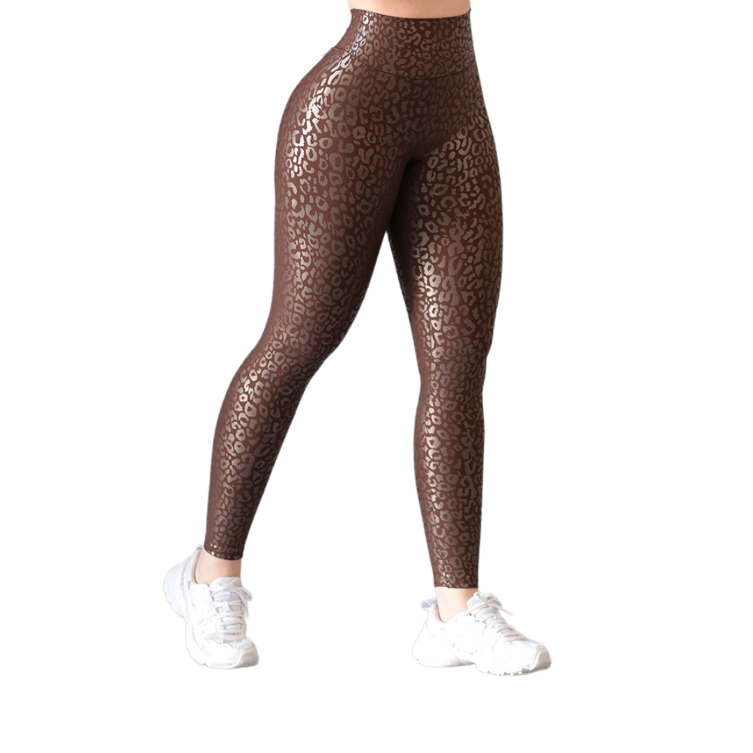 Leggings push up | Supplex Stretch, Destellos Print – Café