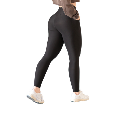 Leggings básico con bolsillos | Supplex Stretch, Liso – Negra