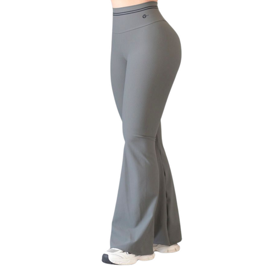 Leggings Deportivos para Mujer Fitness:  Efecto Básico, Cintura Alta, Textil Lycra Transpirable con Relieves Lineas, Color Gris | Adriana Olimpo