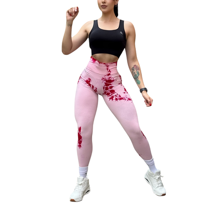 Leggings Deportivos Seamless de Compresión para Mujer Fitness: Glúteos Redondos, Vientre Plano y Cintura Definida | Push Up + Burbuja + Compresión Faja. Ultra Cómodos. Color rosa | Adriana Olimpo