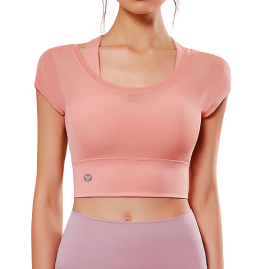 ELITE | Blusa Crop con Top alto impacto incluido Rosa