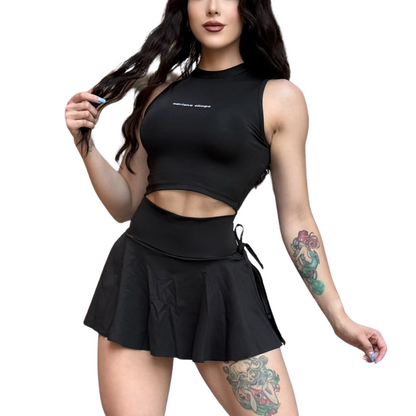 Falda Short Deportiva para Mujer Fitness: Con Lazo, Textil Lycra Transpirable con Acabado Liso, Negro | Adriana Olimpo 🖤