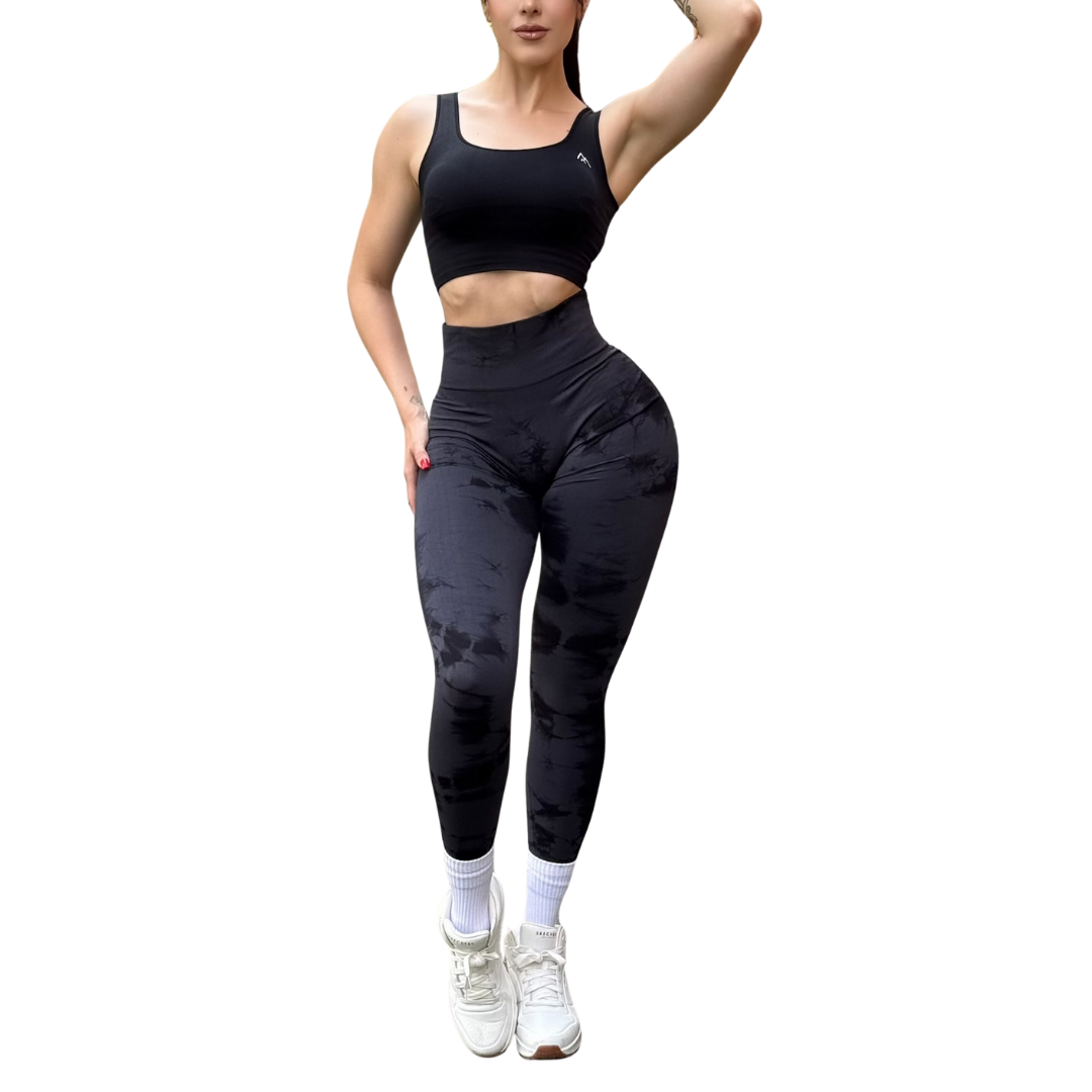 Leggings Deportivos Seamless de Compresión para Mujer Fitness: Glúteos Redondos, Vientre Plano y Cintura Definida | Push Up + Burbuja + Compresión Faja. Ultra Cómodos. Color oxford y negro | Adriana Olimpo