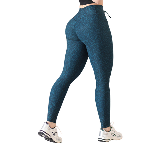 Leggings Deportivos para Mujer Fitness: Efecto Push Up, Cintura Alta, Textil Lycra Transpirable con Acabado Liso Nature, Color Verde Esmelarda| Adriana Olimpo