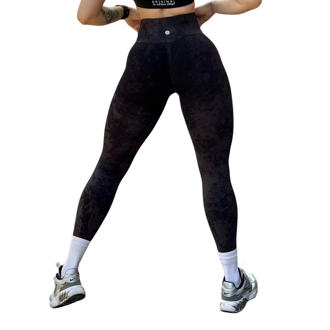 Leggings Burbuja + Push Up | Seamless Compresión - Negro Deslavado