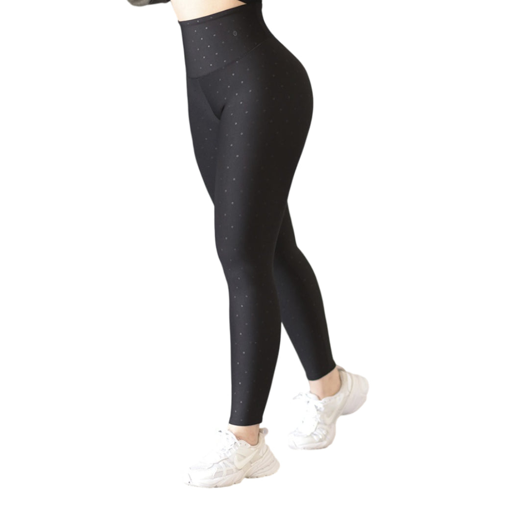 Leggings básico | Supplex Stretch, Relieves Polka – Negra