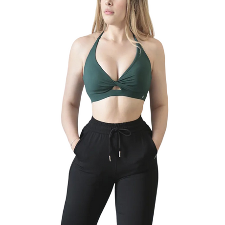 Top con copas | Alto Impacto, Liso – verde