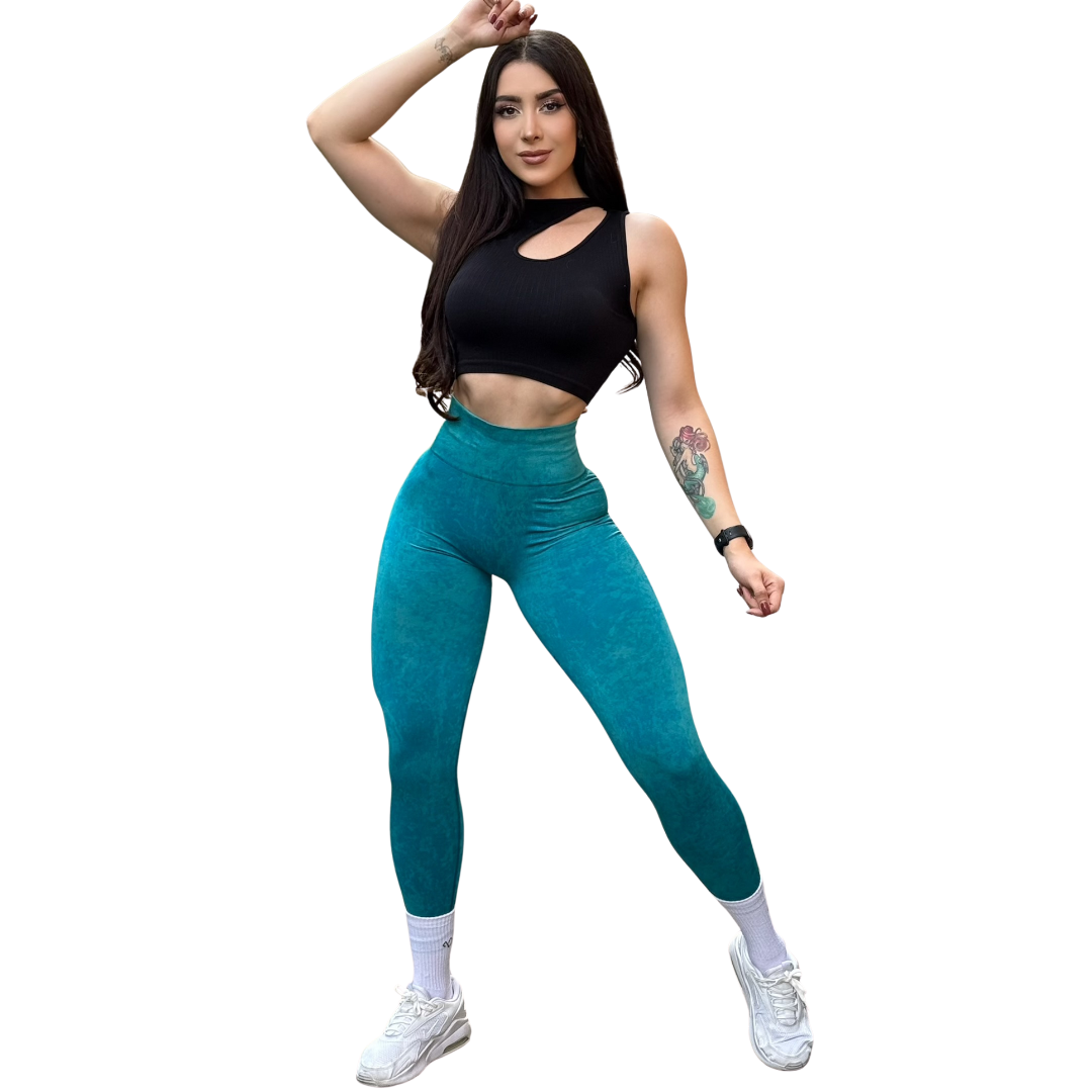 Leggings Burbuja + Push Up | Seamless Compresión - Plumbo Deslavado