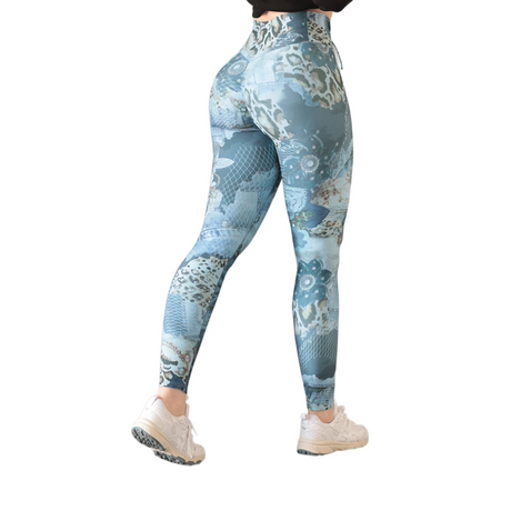 Leggings push up | Supplex Stretch, Liso Parches – Azul