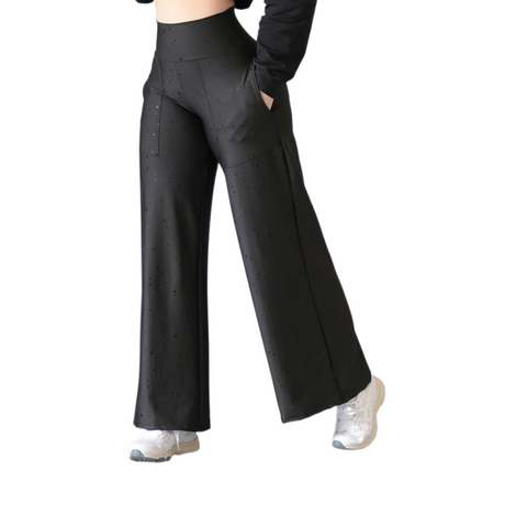Pants básico con bolsillos | Supplex Stretch, Destellos Estrellas – Negro