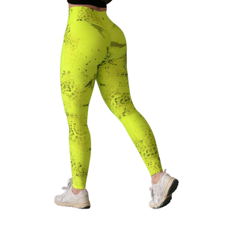 Leggings push up | Supplex Stretch, Liso Parches Print – Neón