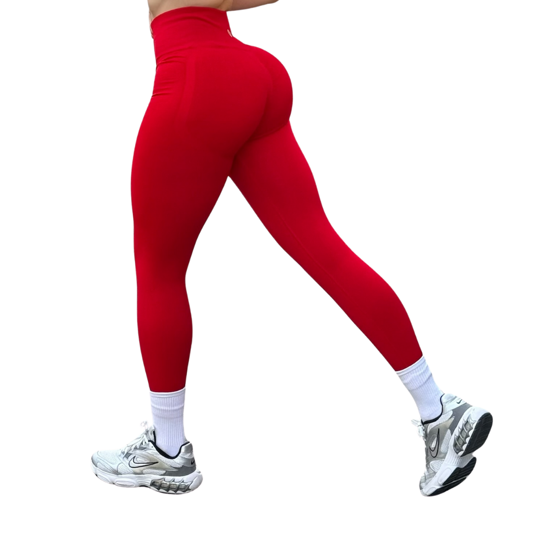 Leggings Burbuja + Push Up | Seamless Compresión - Rojo