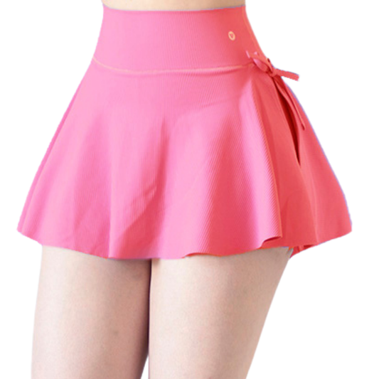 Falda Shorts Deportiva para Mujer Fitness: Banda ancha, Ajuste perfecto, Textil Lycra Transpirable con Acabado de Relieves Líneas, Color Rosita | Adriana Olimpo