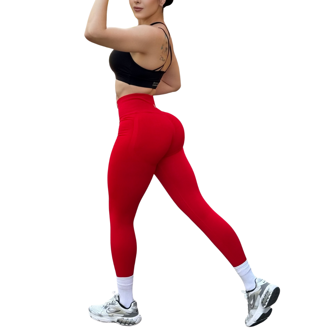 Leggings Burbuja + Push Up | Seamless Compresión - Rojo