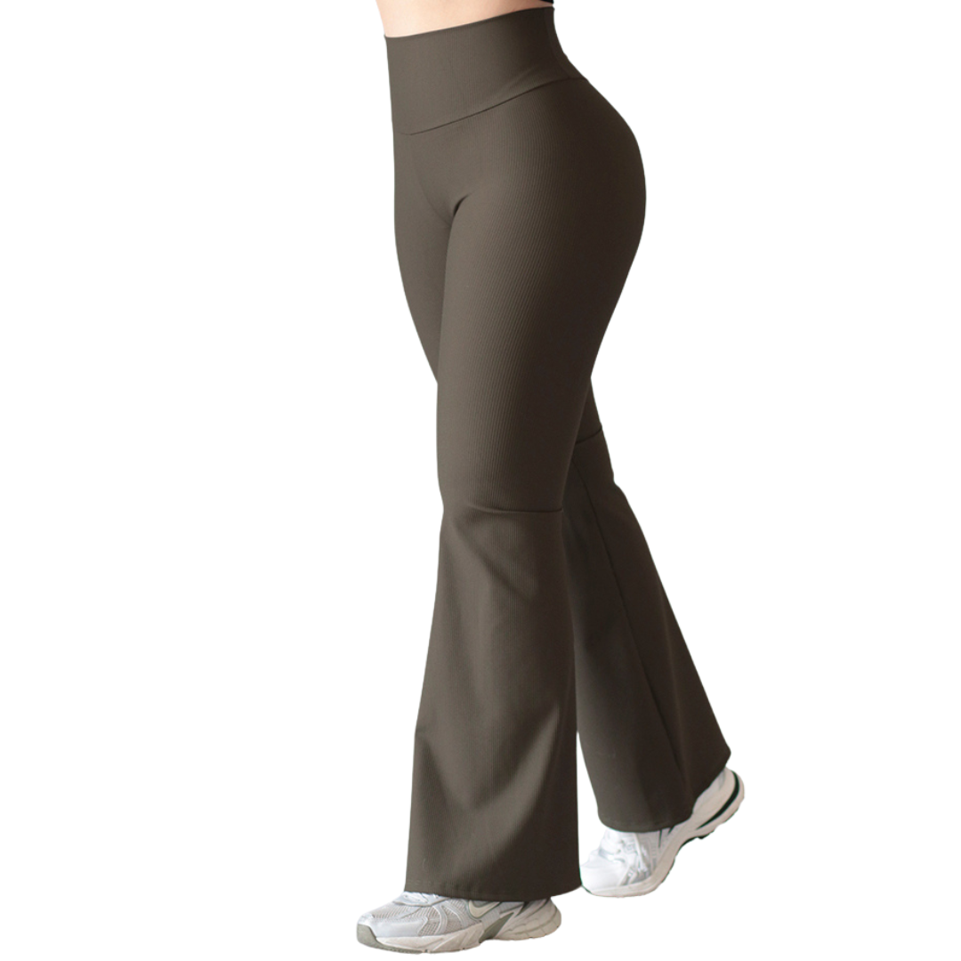 Leggings Deportivos para Mujer Fitness:  Efecto Básico, Cintura Alta, Textil Lycra Transpirable con Relieves Lineas, Color Verde  | Adriana Olimpo