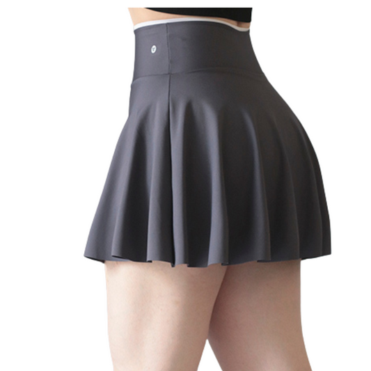 Falda short deportiva supplex para mujer, cintura alta con acabado liso. Color oxford | Adriana Olimpo