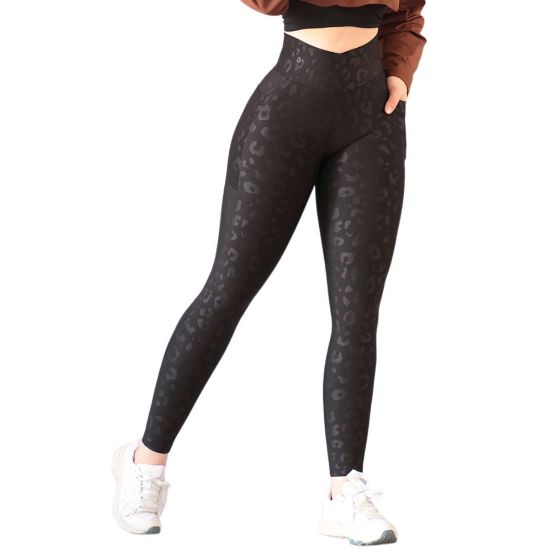 Leggings push up | Supplex Stretch, Relieves Leopardo – Negra