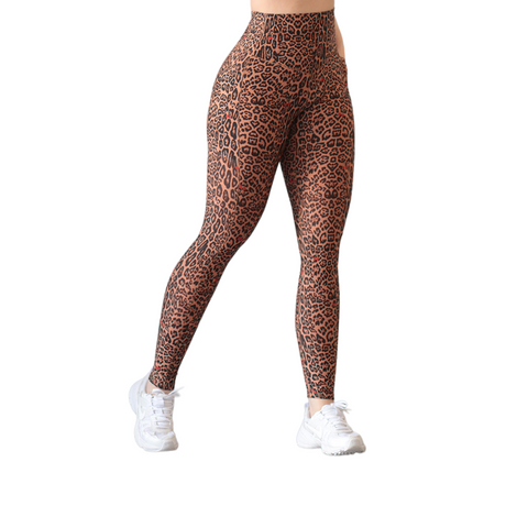 Leggings básico con bolsillos | Supplex Stretch, Liso – café leopardo